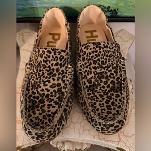Hush Puppies Cora Leather Loafers Leopard Print